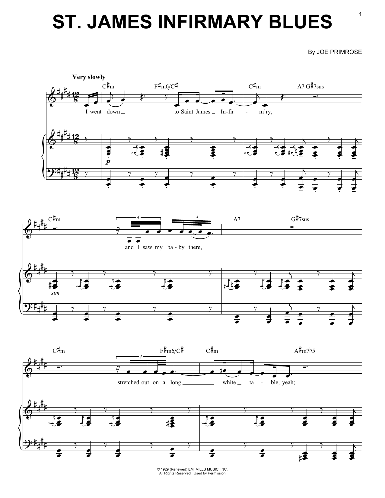 Jon Batiste Saint James Infirmary Blues sheet music notes and chords arranged for Piano, Vocal & Guitar Chords (Right-Hand Melody)