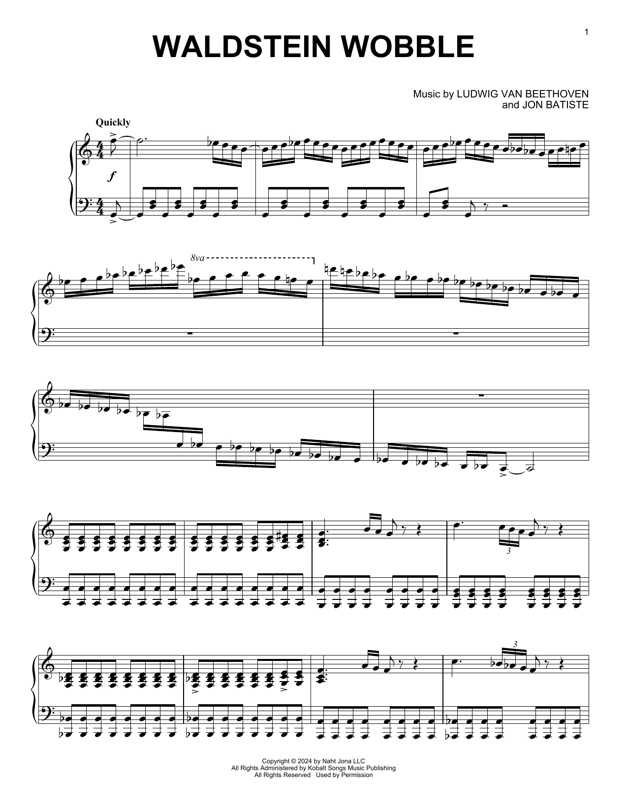Jon Batiste Waldstein Wobble sheet music notes and chords arranged for Piano Solo