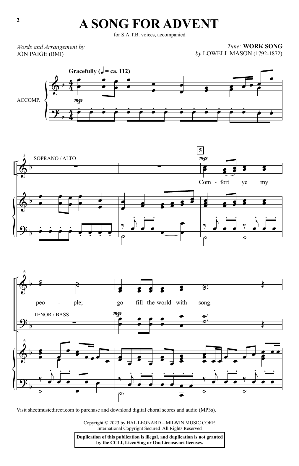 Jon Paige A Song For Advent sheet music notes and chords arranged for SATB Choir