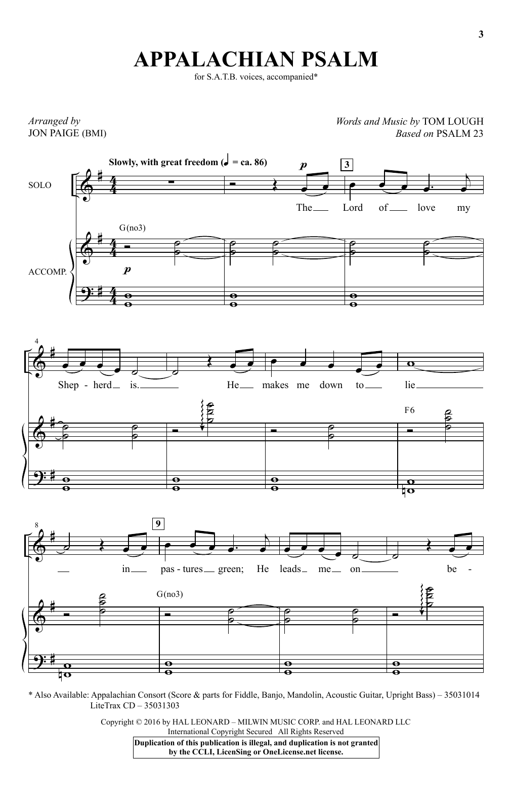 Jon Paige Appalachian Psalm sheet music notes and chords arranged for SATB Choir