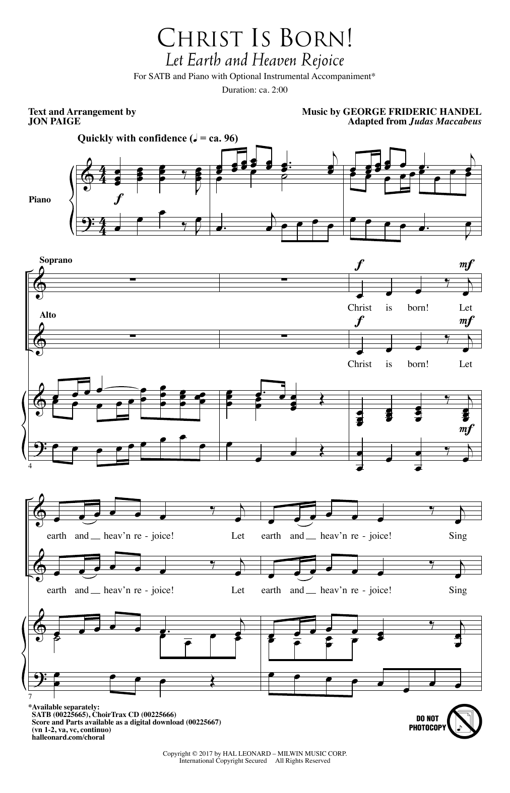 Jon Paige Christ Is Born! (Let Heaven And Earth Rejoice) sheet music notes and chords arranged for SATB Choir