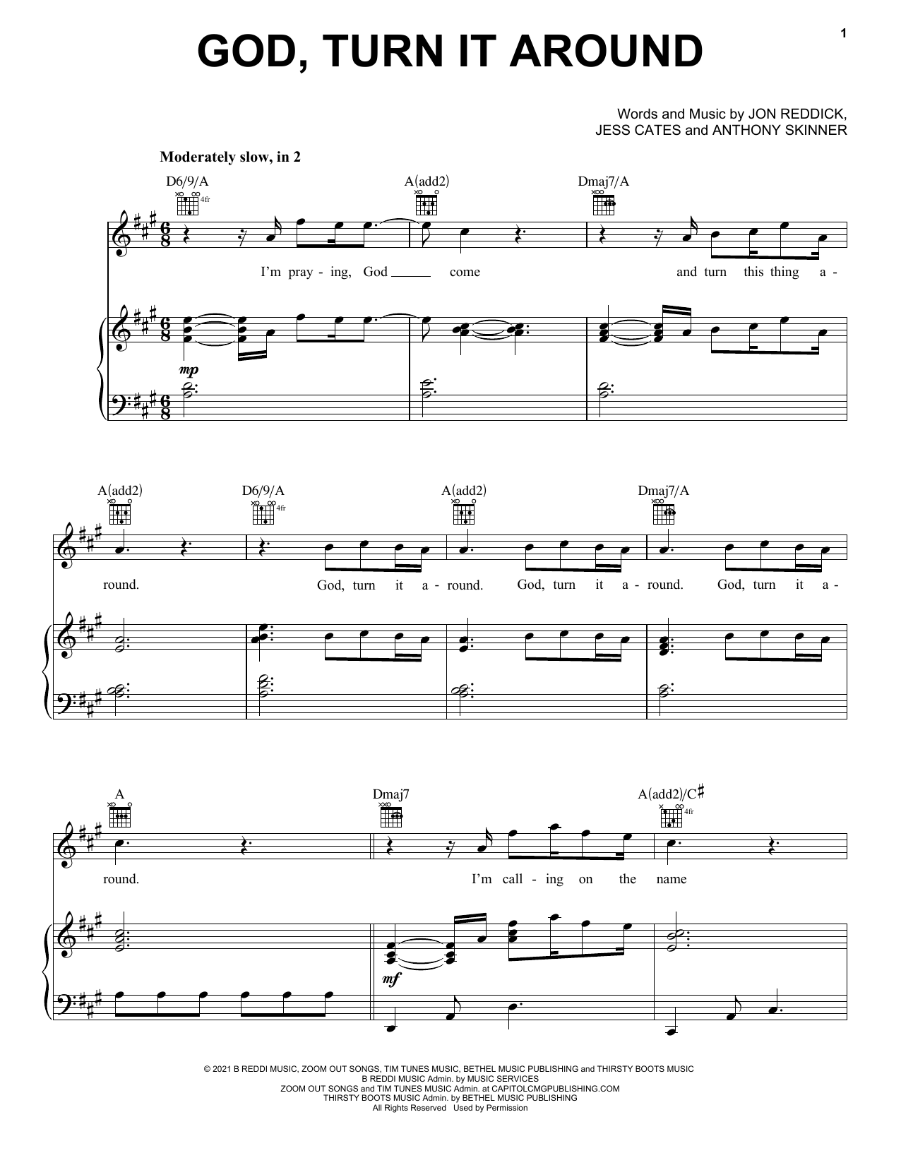 Jon Reddick God, Turn It Around sheet music notes and chords arranged for Piano, Vocal & Guitar Chords (Right-Hand Melody)