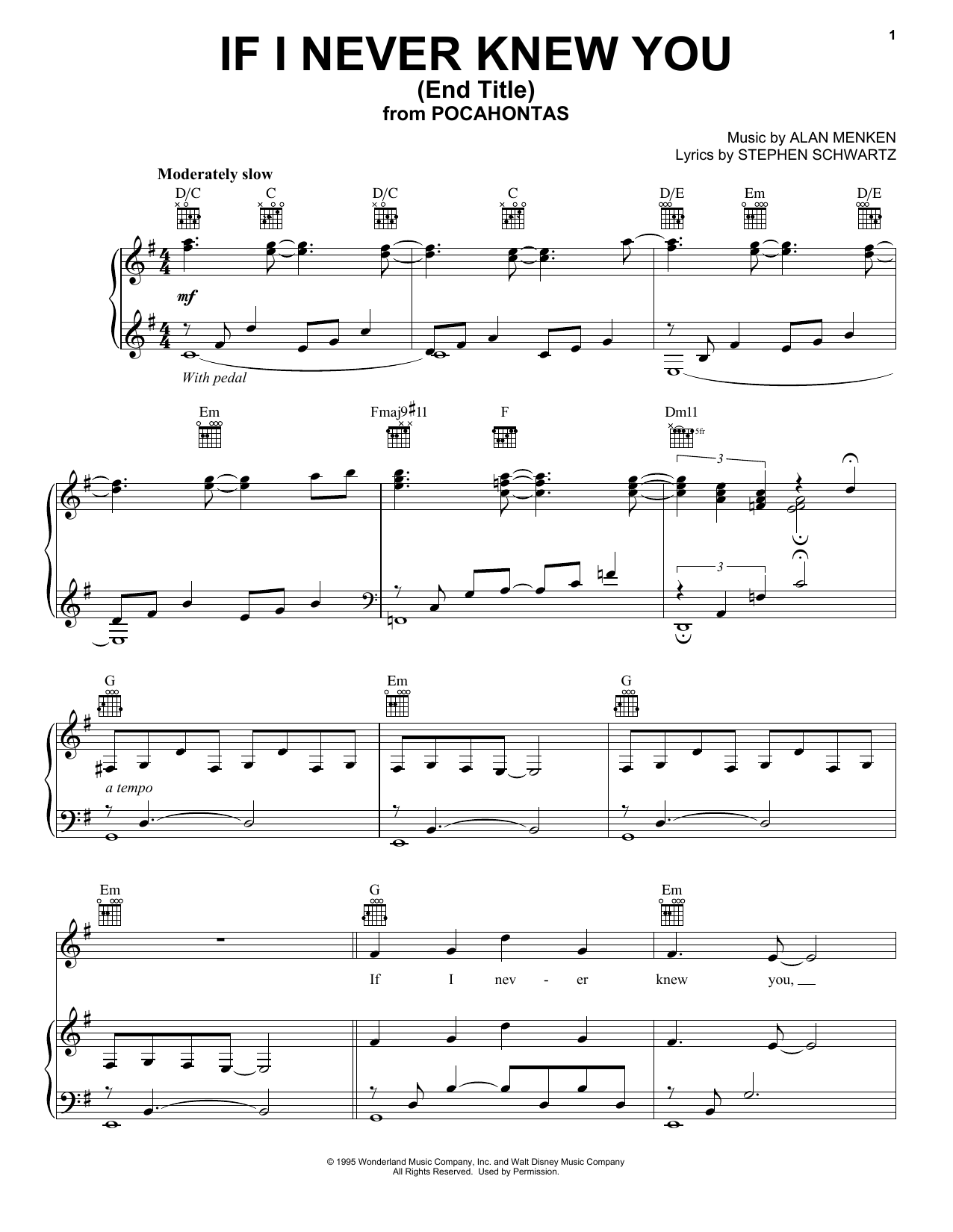 Jon Secada and Shanice If I Never Knew You (End Title) (from Pocahontas) sheet music notes and chords arranged for Tenor Sax Solo
