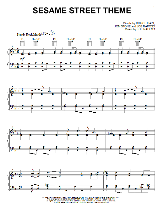 Jon Stone Sesame Street Theme sheet music notes and chords arranged for Easy Guitar Tab