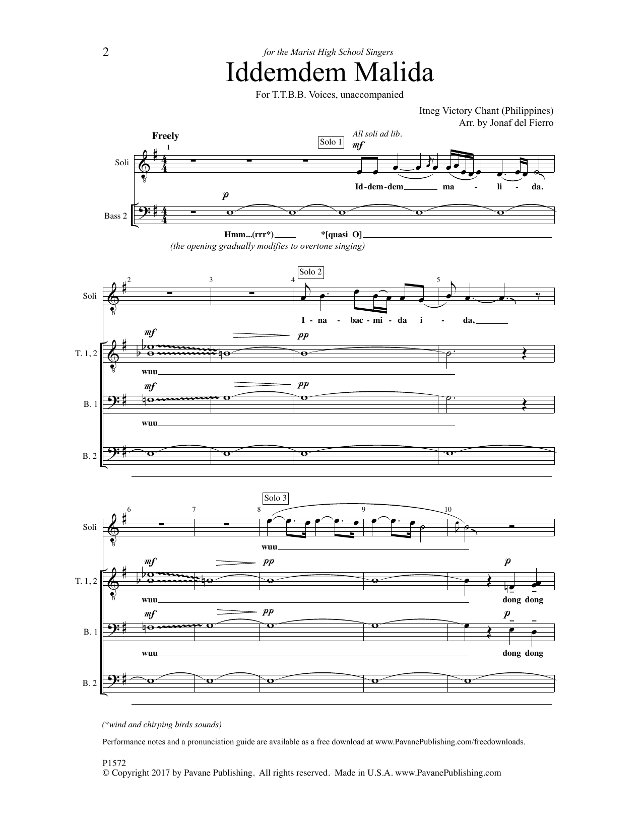 Jonaf del Fierro Iddemdem Malida sheet music notes and chords arranged for TTBB Choir