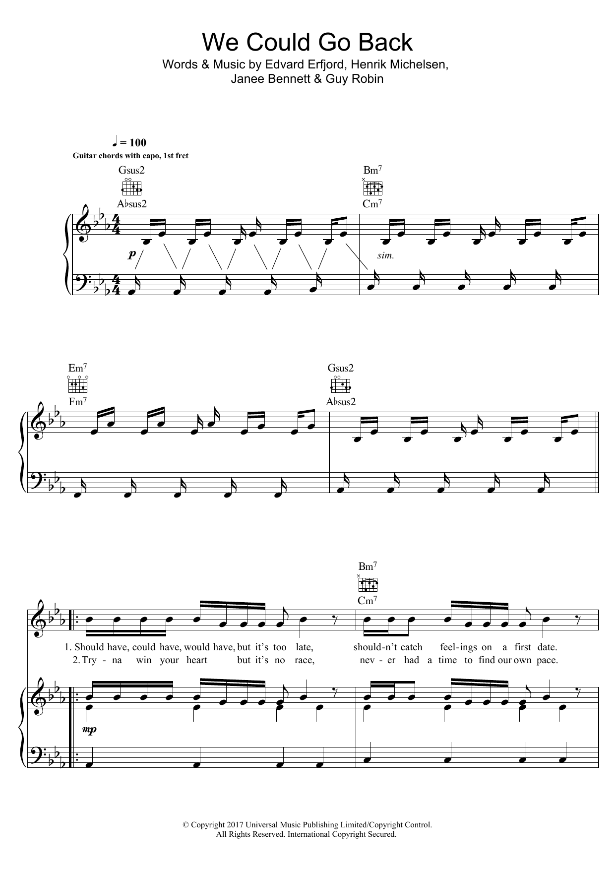 Jonas Blue We Could Go Back (featuring Moelogo) sheet music notes and chords arranged for Piano, Vocal & Guitar Chords