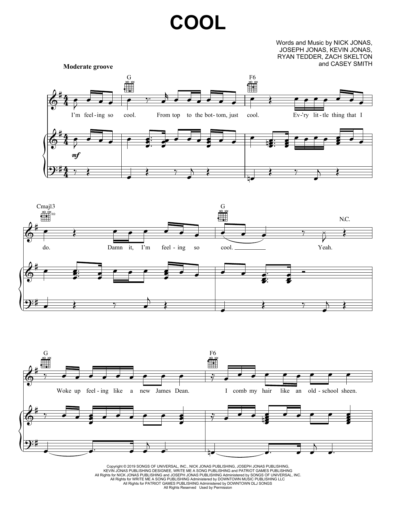 Jonas Brothers Cool sheet music notes and chords arranged for Guitar Chords/Lyrics