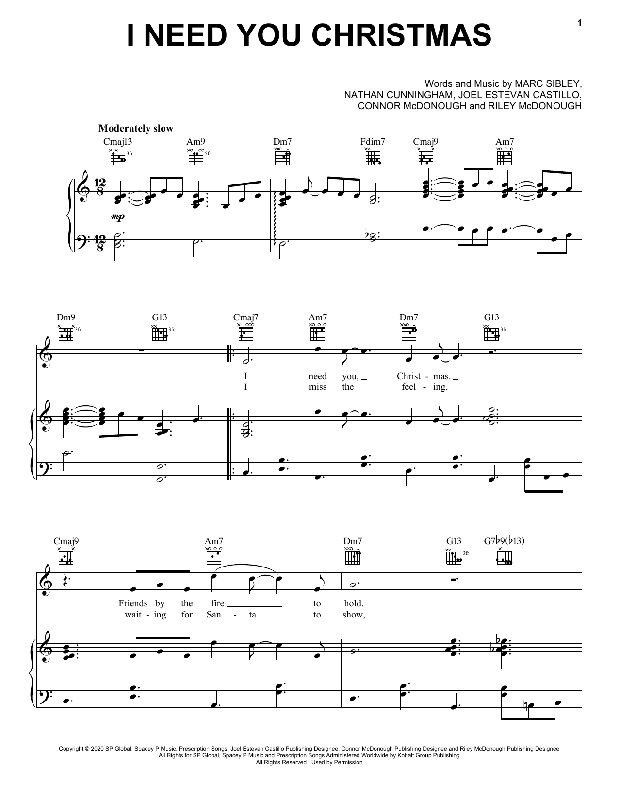 Jonas Brothers I Need You Christmas sheet music notes and chords arranged for Piano, Vocal & Guitar Chords (Right-Hand Melody)