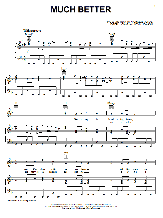 Jonas Brothers Much Better sheet music notes and chords arranged for Easy Piano