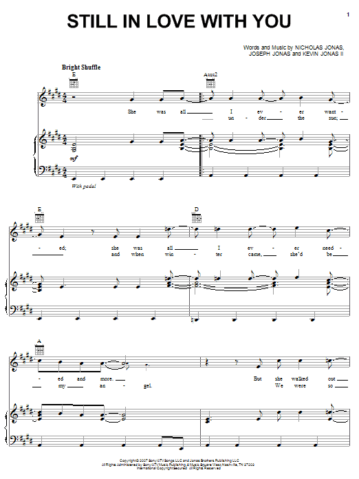 Jonas Brothers Still In Love With You sheet music notes and chords arranged for Piano, Vocal & Guitar Chords (Right-Hand Melody)