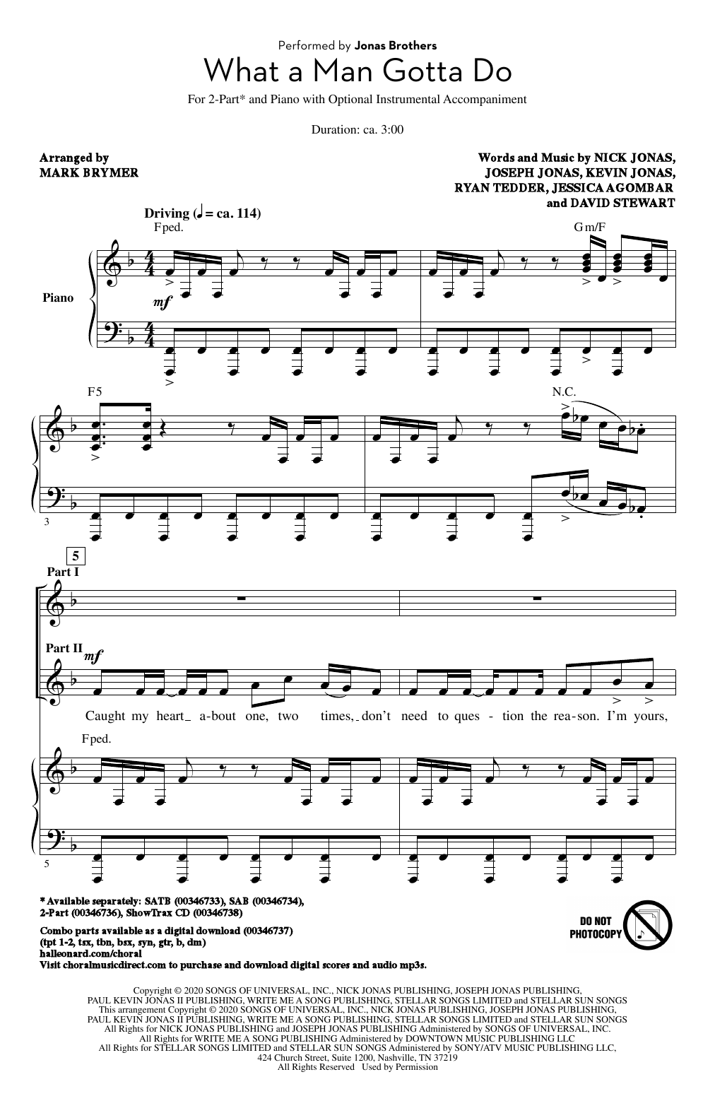 Jonas Brothers What A Man Gotta Do (arr. Mark Brymer) sheet music notes and chords arranged for SAB Choir