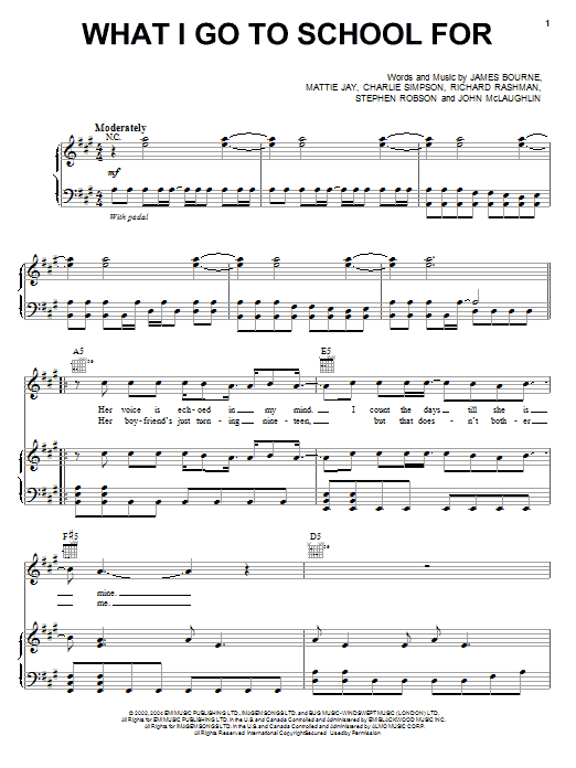 Jonas Brothers What I Go To School For sheet music notes and chords arranged for Piano, Vocal & Guitar Chords (Right-Hand Melody)