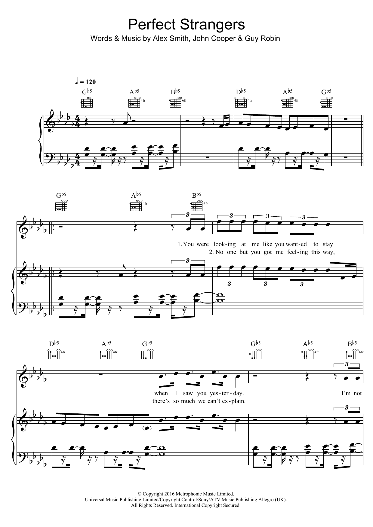 Jonas Blue Perfect Strangers (featuring JP Cooper) sheet music notes and chords arranged for Piano, Vocal & Guitar Chords