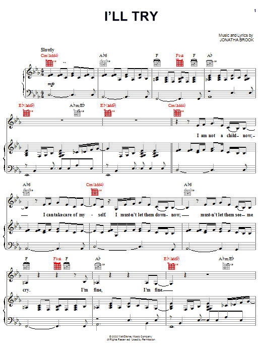 Jonatha Brooke I'll Try sheet music notes and chords arranged for Piano, Vocal & Guitar Chords (Right-Hand Melody)
