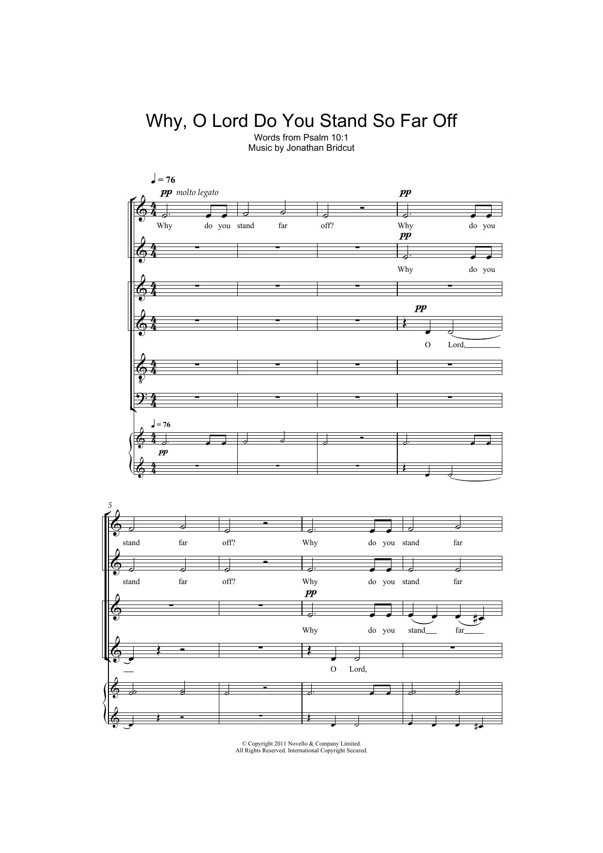 Jonathan Bridcut Why, O Lord Do You Stand So Far Off sheet music notes and chords arranged for SATB Choir