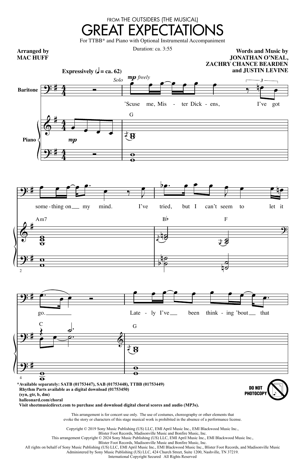 Jonathan Clay, Zach Chance & Justin Levine Great Expectations (from The Outsiders) (arr. Mac Huff) sheet music notes and chords arranged for SATB Choir
