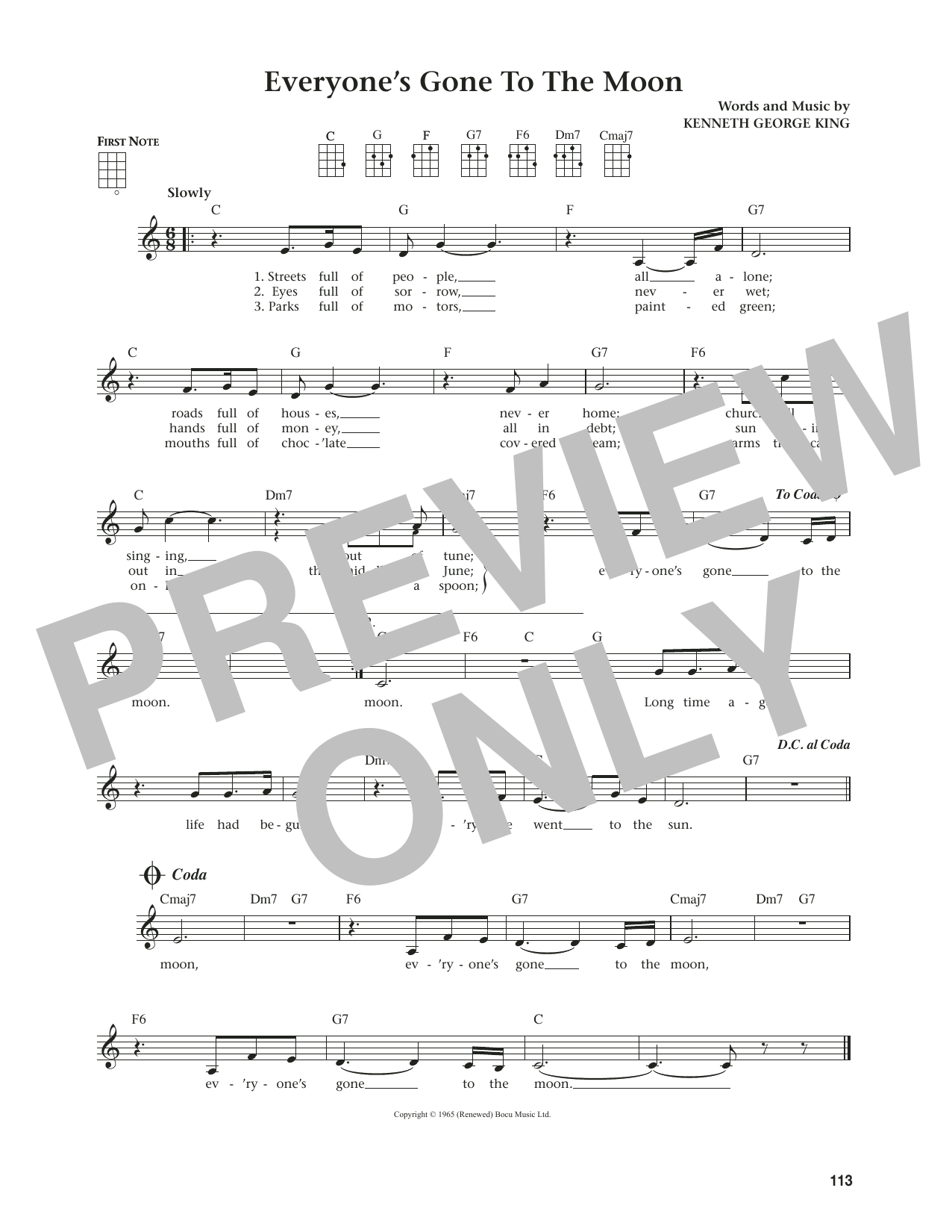 Jonathan King Everyone's Gone To The Moon (from The Daily Ukulele) (arr. Jim Beloff) sheet music notes and chords arranged for Ukulele