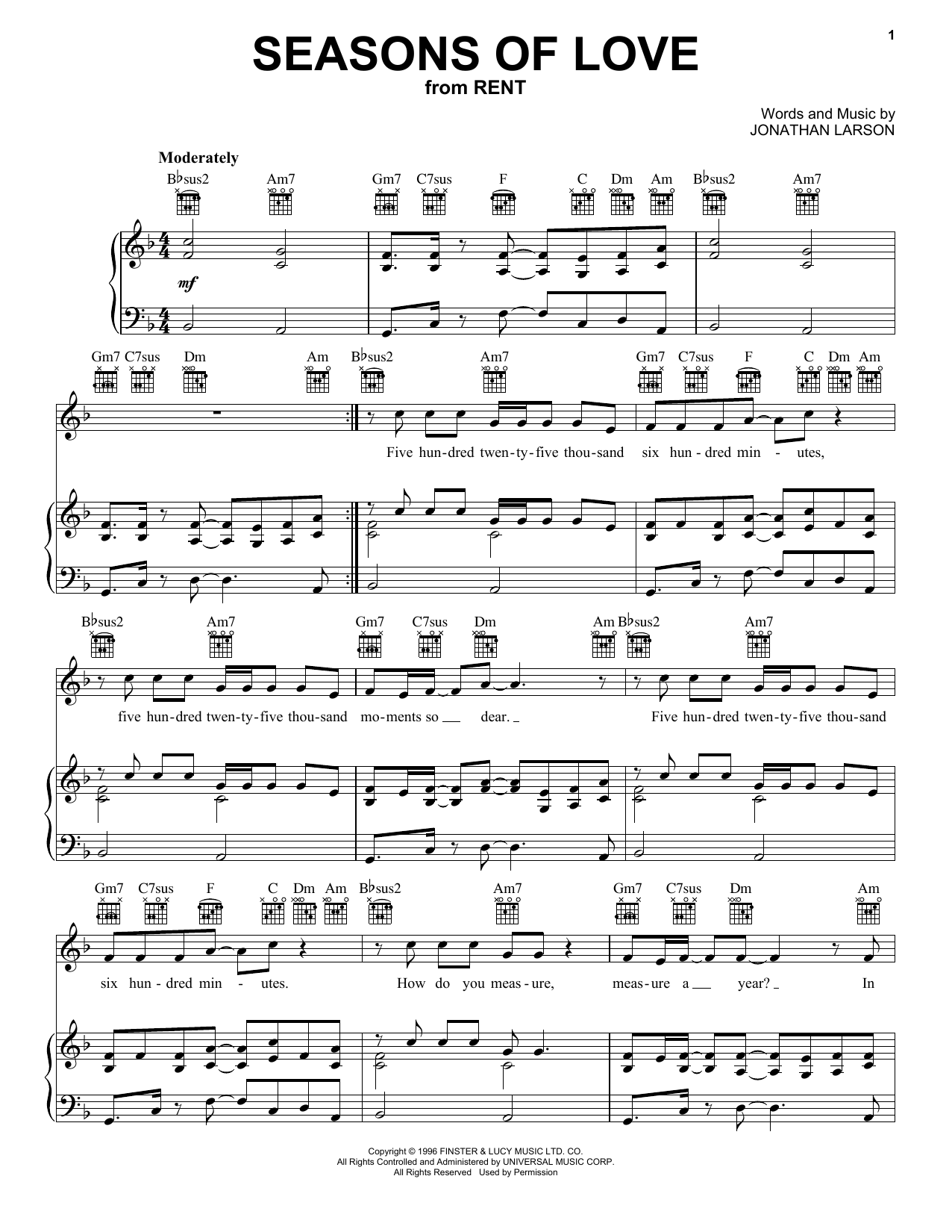 Jonathan Larson Seasons Of Love (from Rent) sheet music notes and chords arranged for Trumpet Solo