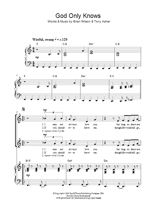 Jonathan Wikeley God Only Knows sheet music notes and chords arranged for 2-Part Choir