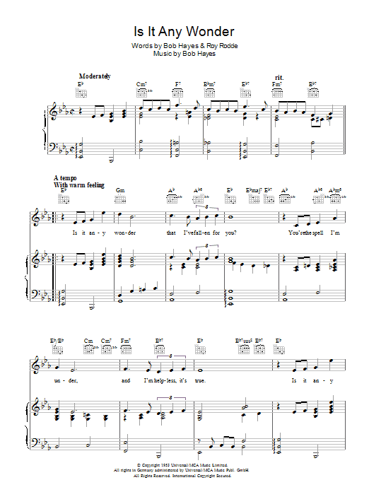 Joni James Is It Any Wonder sheet music notes and chords arranged for Piano, Vocal & Guitar Chords