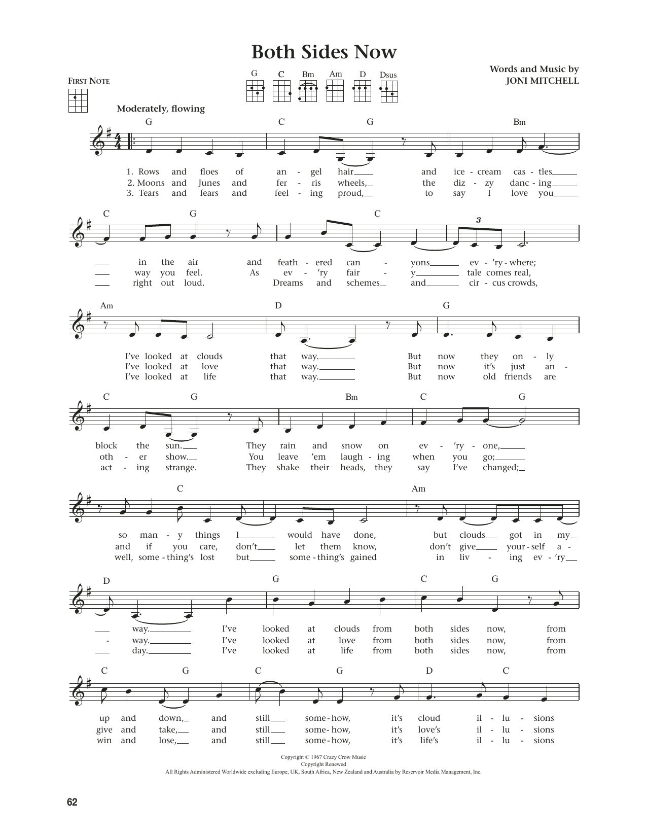 Joni Mitchell Both Sides Now (from The Daily Ukulele) (arr. Jim Beloff) sheet music notes and chords arranged for Ukulele