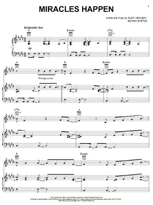 Jonny Blu Miracles Happen sheet music notes and chords arranged for Piano, Vocal & Guitar Chords (Right-Hand Melody)