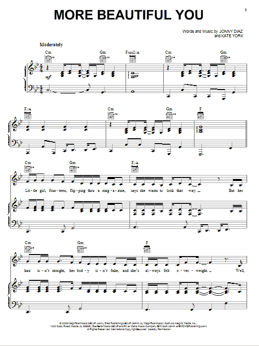 Jonny Diaz More Beautiful You sheet music notes and chords arranged for Piano, Vocal & Guitar Chords (Right-Hand Melody)