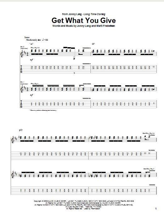 Jonny Lang Get What You Give sheet music notes and chords arranged for Guitar Tab