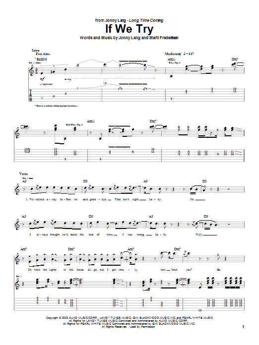 Jonny Lang If We Try sheet music notes and chords arranged for Guitar Tab