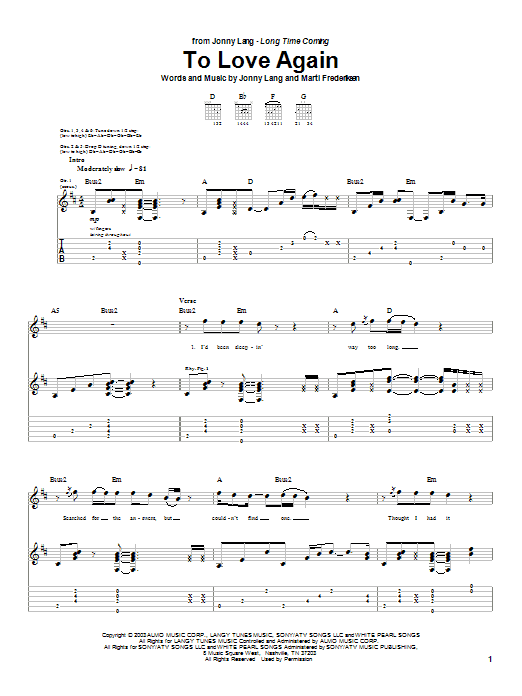 Jonny Lang To Love Again sheet music notes and chords arranged for Guitar Tab