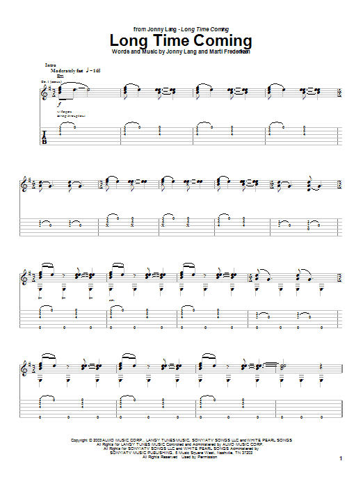 Jonny Lang Long Time Coming sheet music notes and chords. Download Printable PDF.