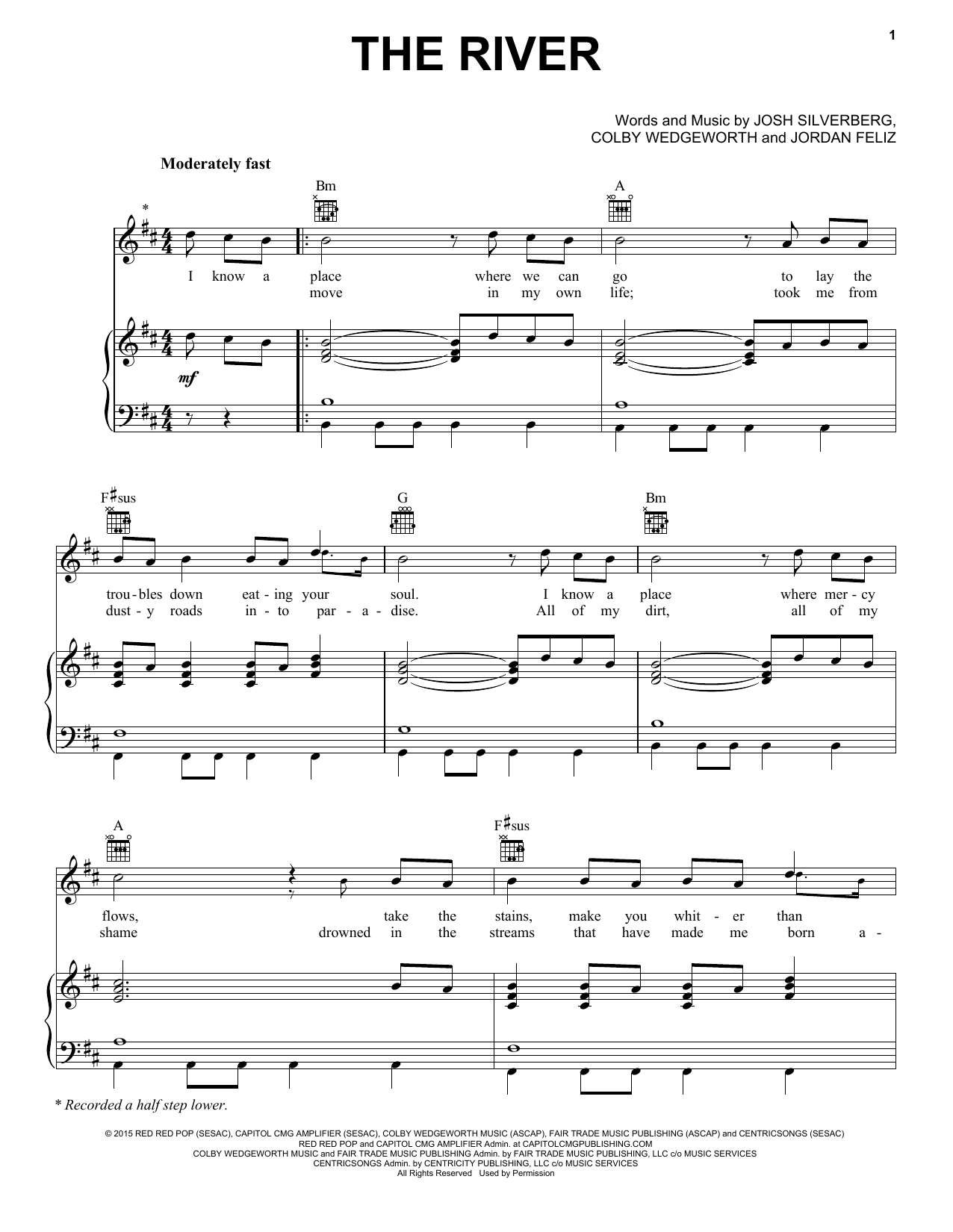 Jordan Feliz The River sheet music notes and chords arranged for Piano, Vocal & Guitar Chords (Right-Hand Melody)