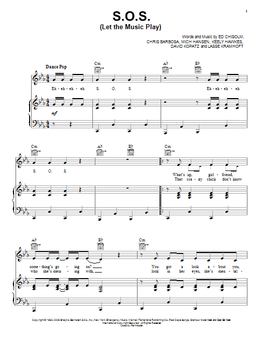 Jordin Sparks S.O.S. (Let The Music Play) sheet music notes and chords arranged for Piano, Vocal & Guitar Chords (Right-Hand Melody)