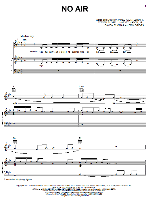 Jordin Sparks with Chris Brown No Air sheet music notes and chords arranged for Easy Guitar Tab