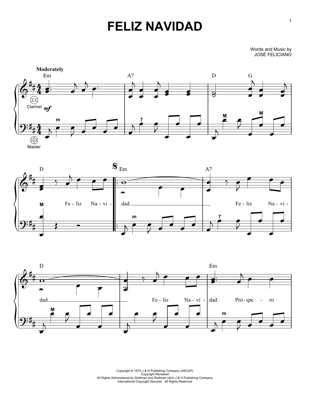 Jose Feliciano Feliz Navidad (arr. Gary Meisner) sheet music notes and chords arranged for Accordion