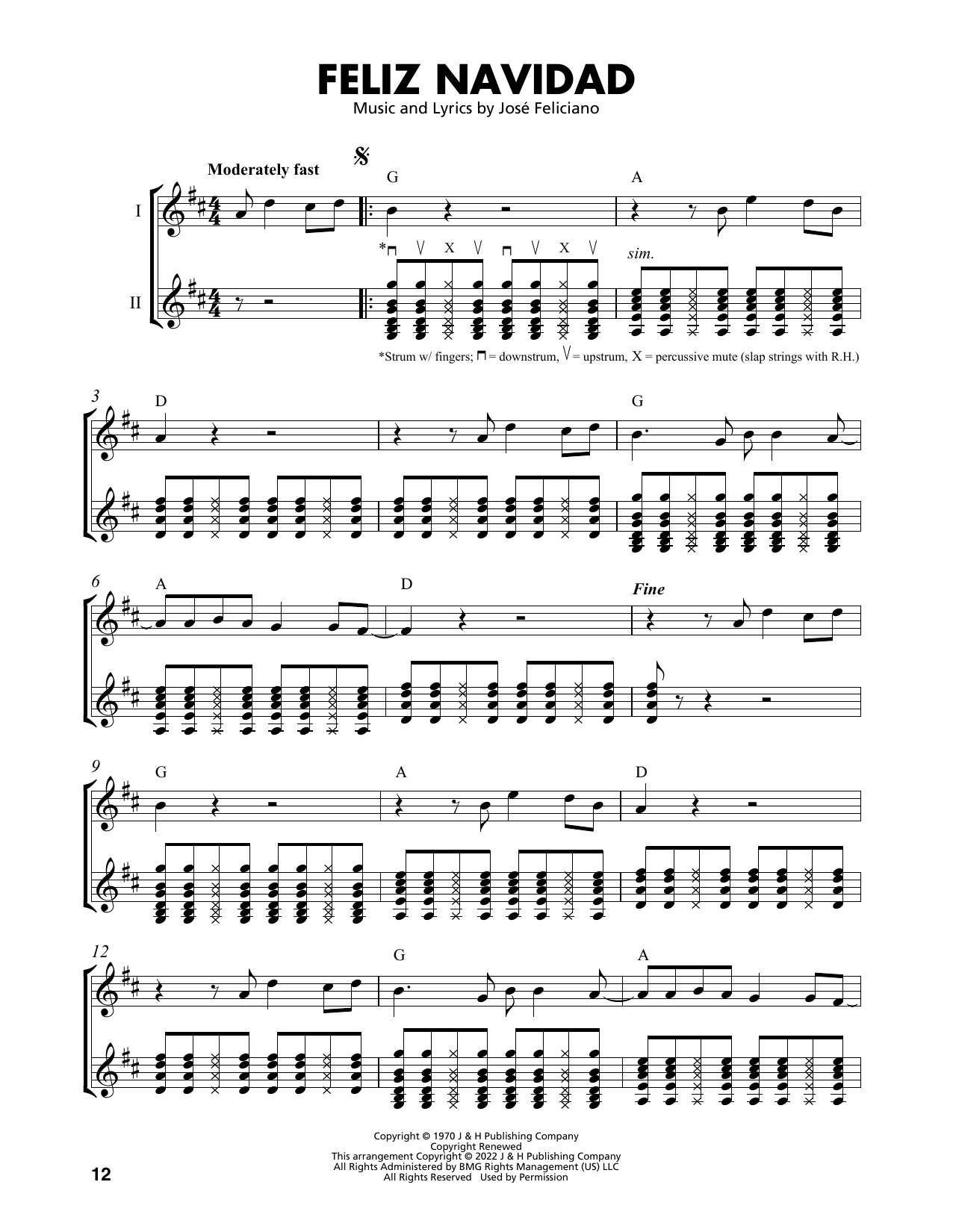 Jose Feliciano Feliz Navidad (arr. Mark Phillips) sheet music notes and chords arranged for Easy Guitar Tab