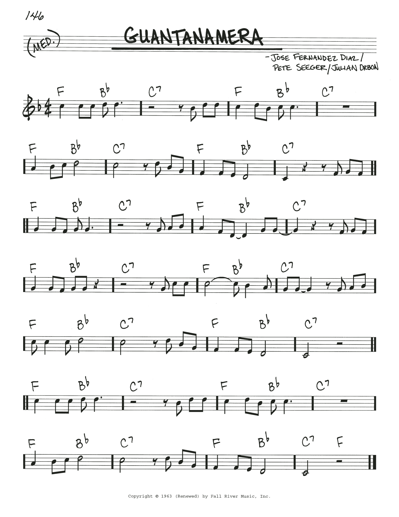 Jose Fernandez Diaz Guantanamera sheet music notes and chords arranged for Piano, Vocal & Guitar Chords (Right-Hand Melody)