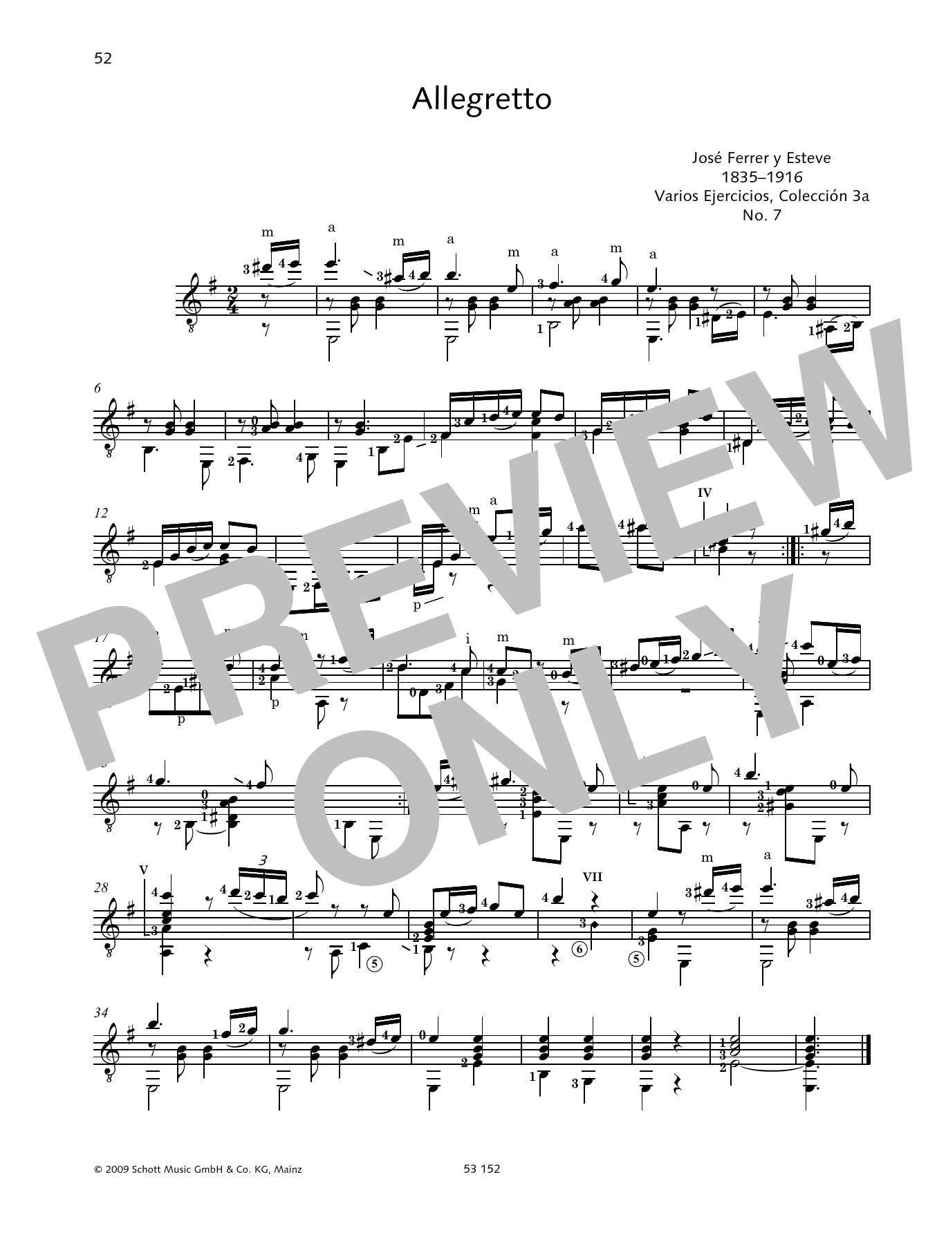 Jose Ferrer Allegretto sheet music notes and chords arranged for Solo Guitar