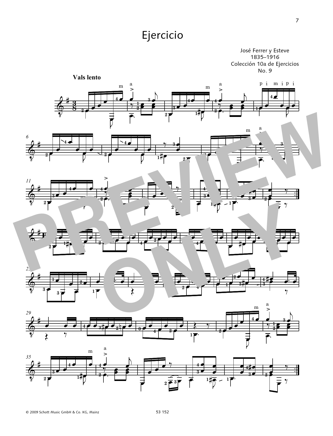 Jose Ferrer Ejercicio sheet music notes and chords arranged for Solo Guitar