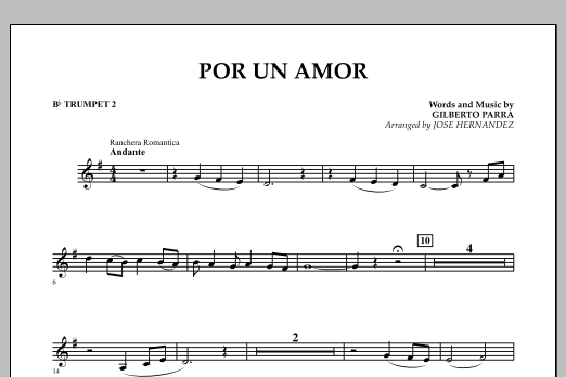 Jose Hernandez Por Un Amor - Bb Trumpet 2 sheet music notes and chords arranged for Concert Band