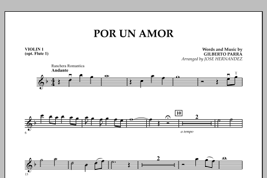 Jose Hernandez Por Un Amor - Violin 1 sheet music notes and chords arranged for Concert Band