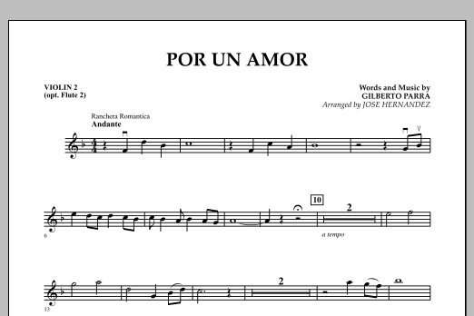 Jose Hernandez Por Un Amor - Violin 2 sheet music notes and chords arranged for Concert Band