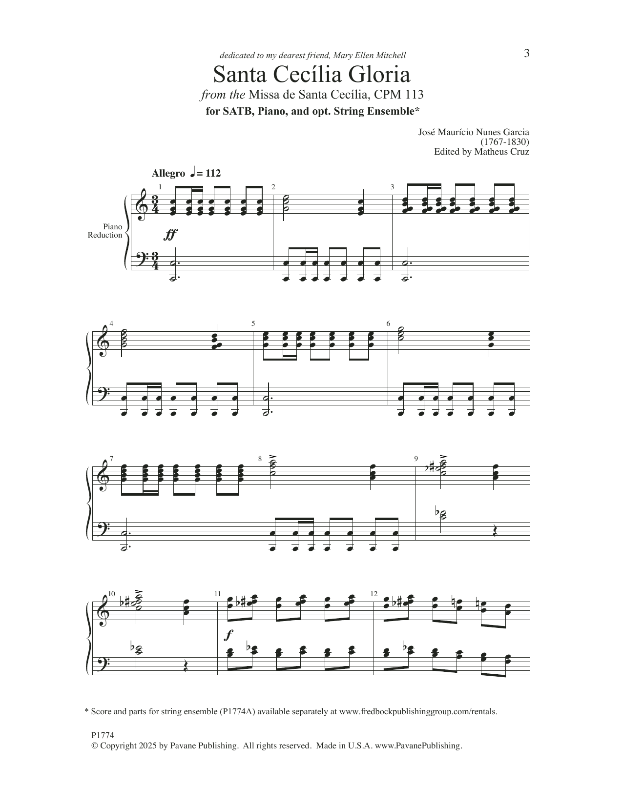 JOSÉ MAURÍCIO NUNES GARCIA Santa Cecilia Gloria (ed. Matheus Cruz) sheet music notes and chords arranged for SATB Choir