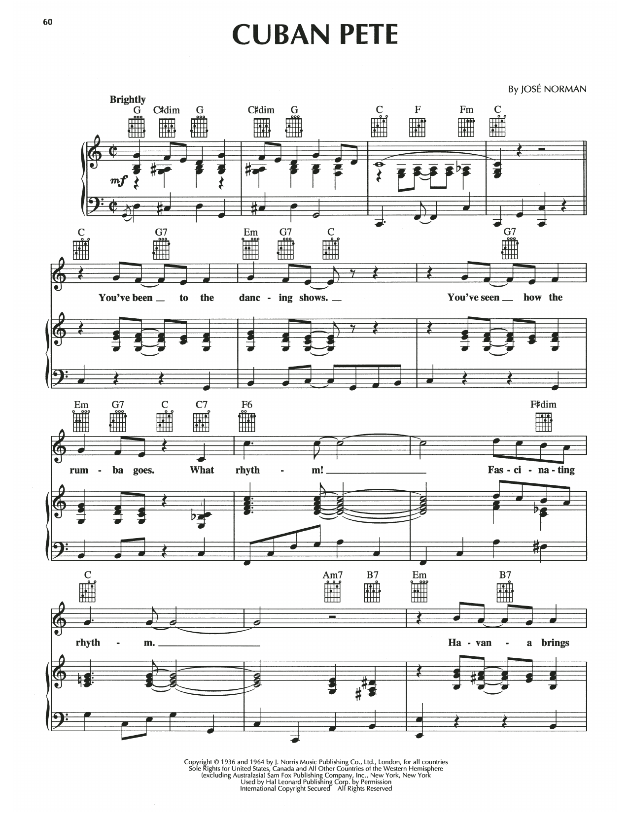 Jose Norman Cuban Pete sheet music notes and chords arranged for Piano, Vocal & Guitar Chords (Right-Hand Melody)