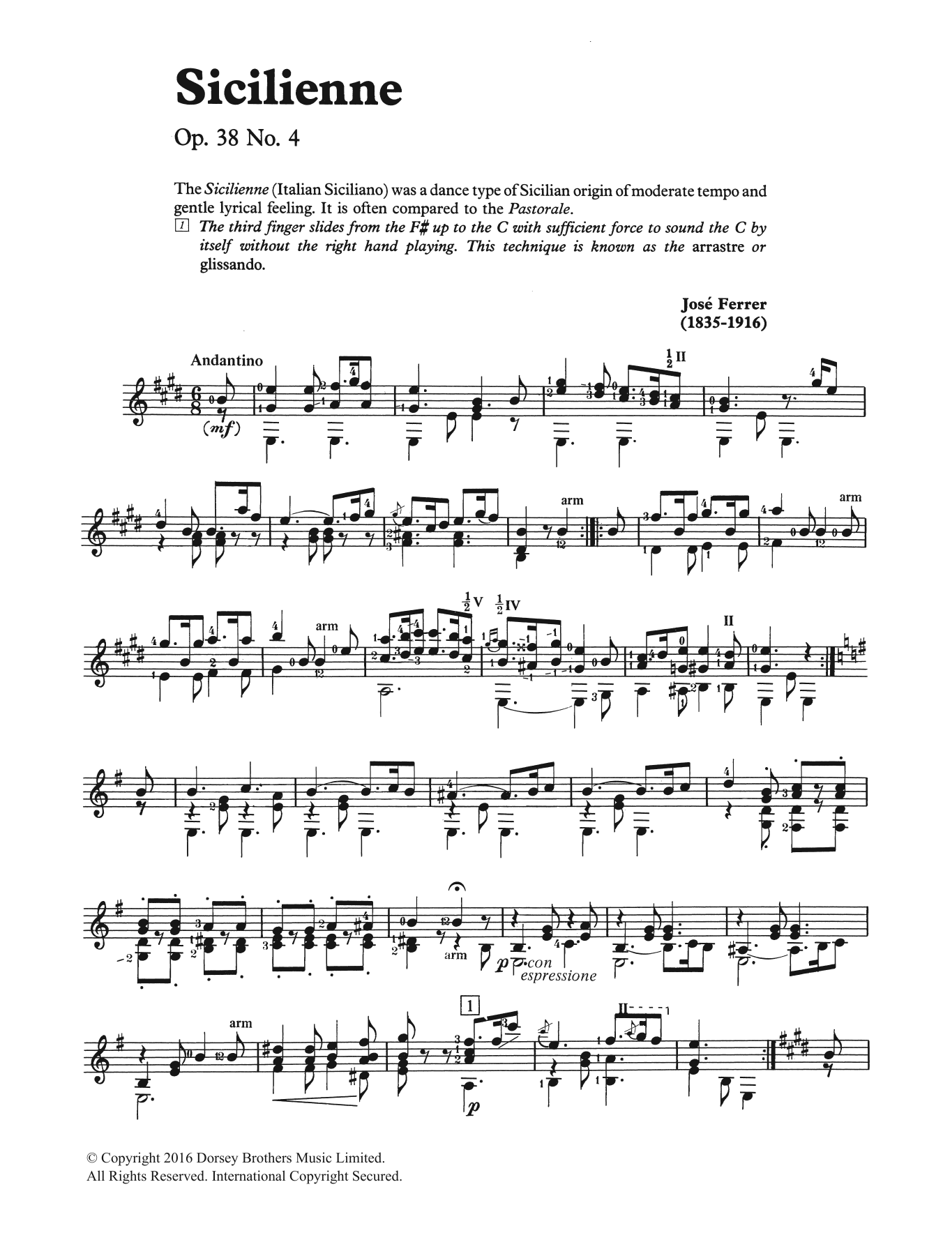 Jose Ferrer Sicilienne sheet music notes and chords arranged for Easy Guitar