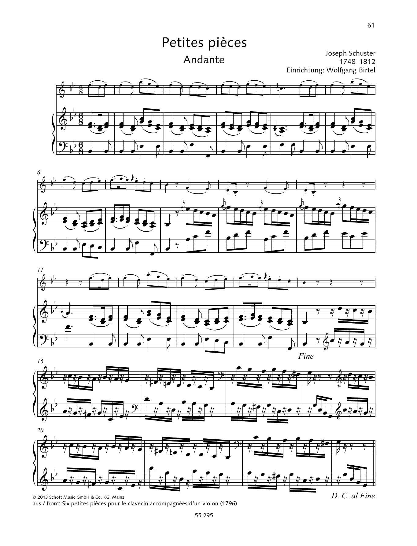 Josef Schuster Petites pièces sheet music notes and chords arranged for String Solo