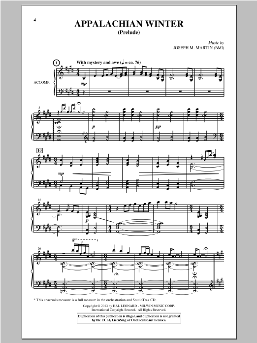 Joseph  M. Martin Appalachian Winter (A Cantata For Christmas) sheet music notes and chords arranged for SATB Choir