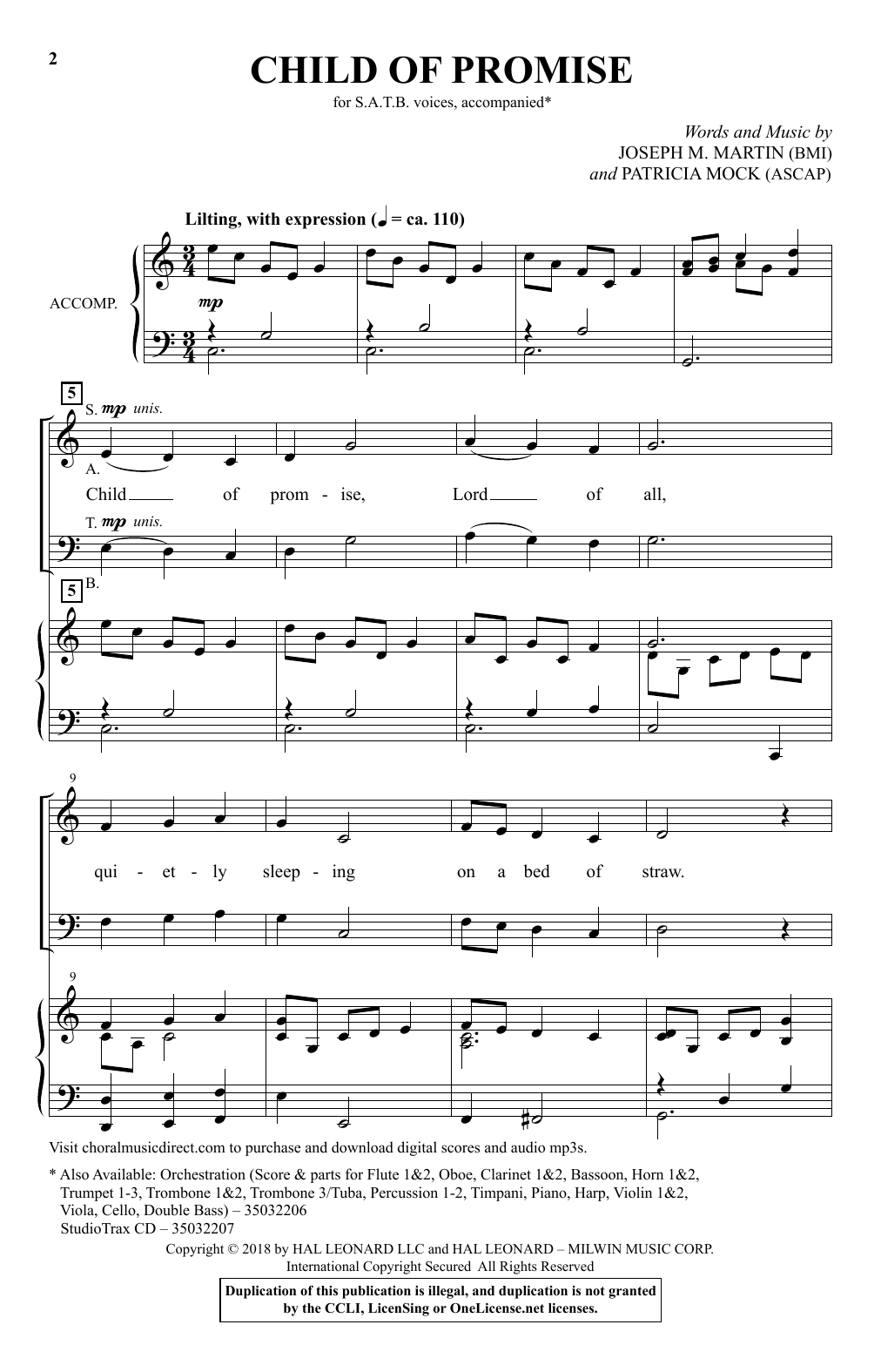 Joseph  M. Martin Child Of Promise sheet music notes and chords arranged for SATB Choir