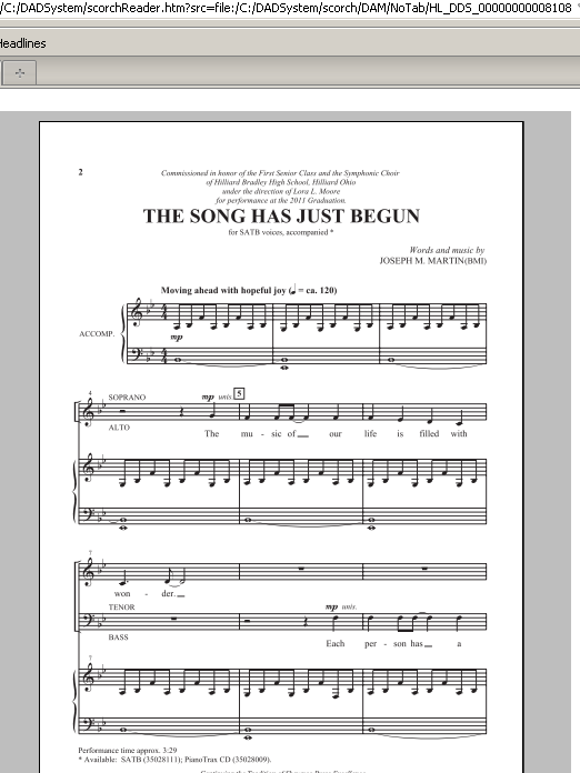 Joseph  M. Martin The Song Has Just Begun sheet music notes and chords arranged for SATB Choir