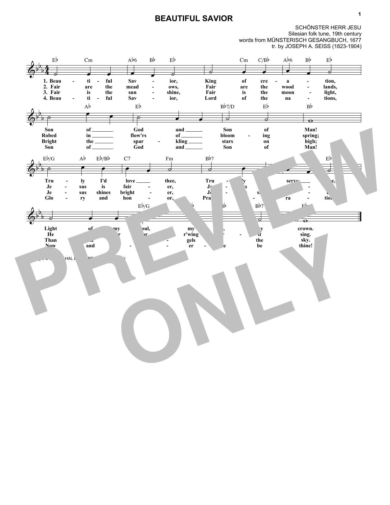 Joseph A. Seiss Beautiful Savior sheet music notes and chords arranged for Accordion